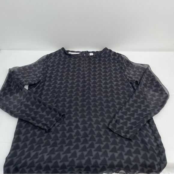 Sibel Saral Blouse Women’s S Gray Sheer Silk Double Layered Geometric - Picture 7 of 11